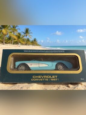 1957 Corvette Collection B Light Blue & White Die-Cast Convertible Car